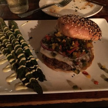 Eureka! - Bison burger with grilled asparagus - American Near Me - Hawthorne, California