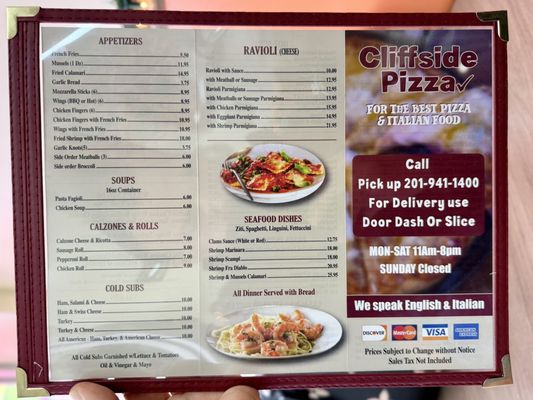 Menu photo 1 Cliffside Pizza Cliffside Park, NJ Menu photo 1 Cliffside Pizza Cliffside Park, NJ