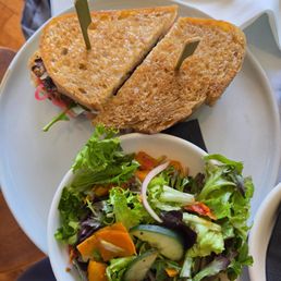 Crispy wild mushroom melt with side salad Crispy wild mushroom melt with side salad