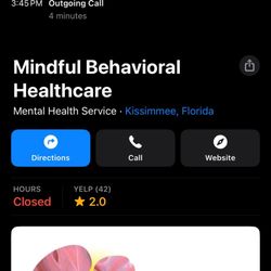 Mindful Behavioral Healthcare - Proof of my time of call and no response.