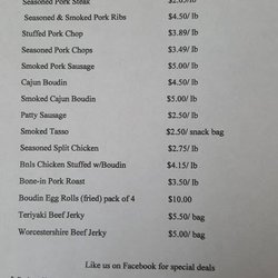 JD's Cajun Boudin & Smoked Sausage - Menu changes often based on what's fresh and available.