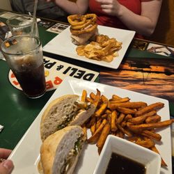 Peppers - Chicken Philly Sandwhich with Sweet Potato Friesand BBQ Chicken Wrap