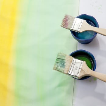 AddPaint - two paintbrushes and a bowl of green paint - Painters Near Me - Brooklyn, New York AddPaint - two paintbrushes and a bowl of green paint - Painters Near Me - Brooklyn, New York