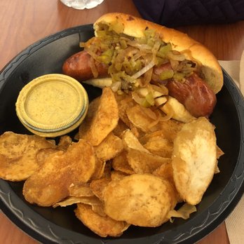 Usingers - Smoked polish sausage w/homemade chips & brown mustard! - Sports Bars Near Me - Milwaukee, Wisconsin