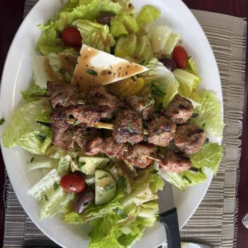 Nostalgia Greek Taverna - Souvlaki pork salad. - Greek Near Me - Stuart, Florida