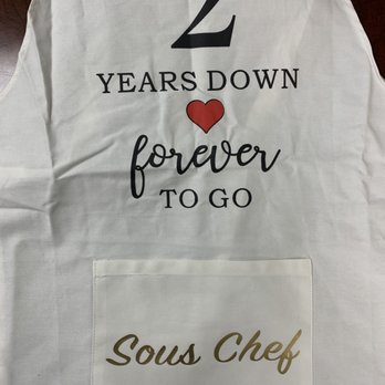 Customized Apparel - Custom 2 year Wedding Anniversary Cotton Aprons - Screen Printing/T-Shirt Printing Near Me