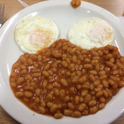 Tesco Cafe - Eggs and beans. £2.60