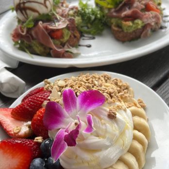 Bistro Cafe - Yogurt whit granola and avocado toast whit burrata - Breakfast & Brunch Near Me - Miami, Florida Bistro Cafe - Yogurt whit granola and avocado toast whit burrata - Breakfast & Brunch Near Me - Miami, Florida
