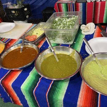 Tacos El Amigo - a variety of soups and condiments - Street Vendors Near Me - Fontana, California Tacos El Amigo - a variety of soups and condiments - Street Vendors Near Me - Fontana, California