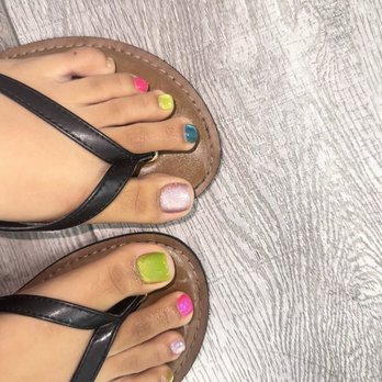 Mesa Nail - cateye multi color toenails! - Nail Salons Near Me - Covina, California