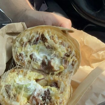 RJ Burgers - Breakfast Jumbo Burrito (Bacon, Sausage Or Ham) - Burgers Near Me - Buena Park, California
