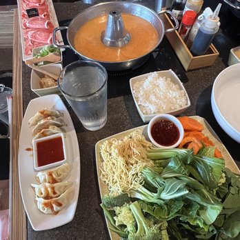 Tabu Shabu - Costa Mesa - (L) order Natural Ribeye, miso broth, chicken dumplings, broccoli, carrots, napa cabbage, spinach, baby bok choy - Japanese Near Me - Costa Mesa, California Tabu Shabu - Costa Mesa - (L) order Natural Ribeye, miso broth, chicken dumplings, broccoli, carrots, napa cabbage, spinach, baby bok choy - Japanese Near Me - Costa Mesa, California