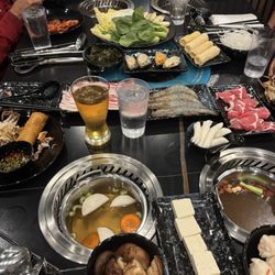 Our laden table for hot pot !