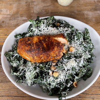 Harvest Bar + Kitchen - Kale Caesar Salad Blackened Salmon - Pizza Near Me - Columbus, Ohio Harvest Bar + Kitchen - Kale Caesar Salad Blackened Salmon - Pizza Near Me - Columbus, Ohio