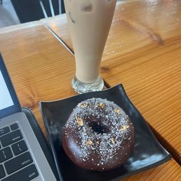 Chocolate Donut and Iced Caramel Macchiato Chocolate Donut and Iced Caramel Macchiato