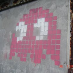 Stony Mountain Fire Tower - pac-man spray-painted at the top tower.