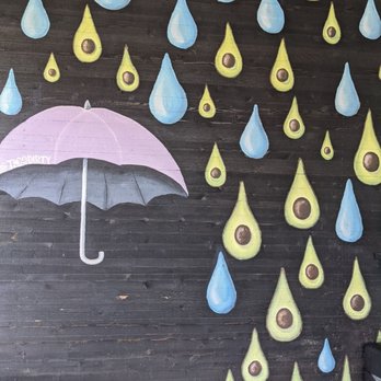 Taco Dirty - Cute mural on the outside wall with avocado raindrops - Tacos Near Me - Tampa, Florida Taco Dirty - Cute mural on the outside wall with avocado raindrops - Tacos Near Me - Tampa, Florida