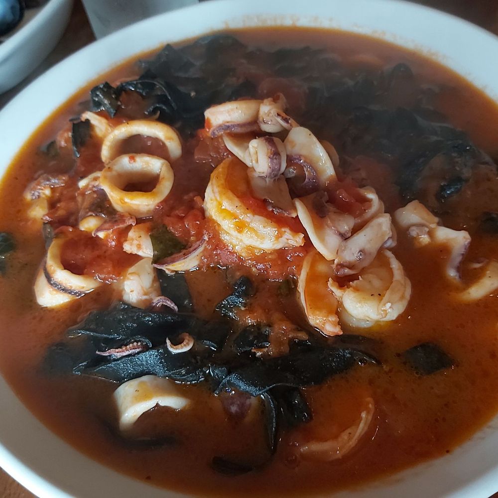 Dinamo - Calamari and shrimp with squid ink fettucine - Seafood Near Me - Richmond, Virginia