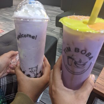 Tim Boba - Taro smoothie & taro milk tea - both with boba - Bubble Tea Near Me - Riverside, California Tim Boba - Taro smoothie & taro milk tea - both with boba - Bubble Tea Near Me - Riverside, California