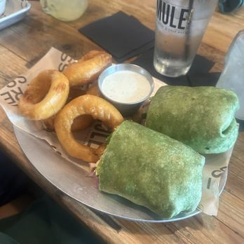 The Mule Edmond - Chef's salad wrap and onion rings - Bars Near Me - Edmond, Oklahoma