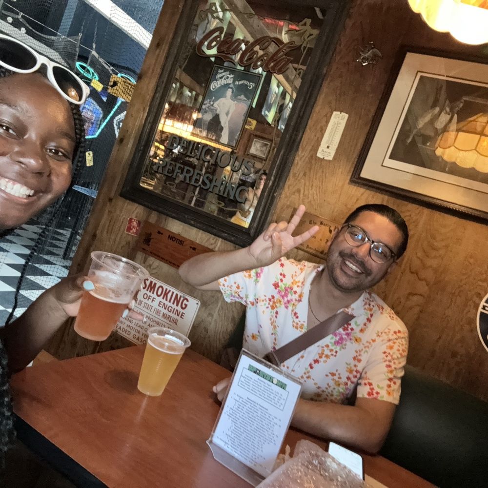 Two besties with beers from on draft. Two besties with beers from on draft.