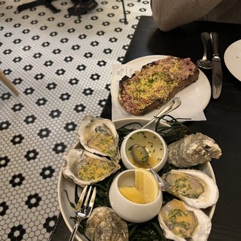 Forsythia - Oysters with Uni mignonette and steak tartare tartine - Modern European Near Me - Philadelphia, Pennsylvania