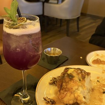Rokka Grill and Whiskey Bar - Purple fizz haze, citrus glazed cauliflower - Whiskey Bars Near Me - Whittier, California Rokka Grill and Whiskey Bar - Purple fizz haze, citrus glazed cauliflower - Whiskey Bars Near Me - Whittier, California