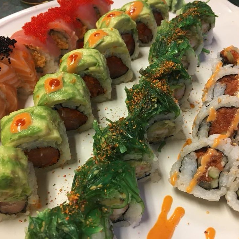 Bento Plus - From left to right: Two-Face Roll, Labada Roll, Ocean Beach (or similar name), Spicy Tuna - Japanese Near Me - Gresham, Oregon Bento Plus - From left to right: Two-Face Roll, Labada Roll, Ocean Beach (or similar name), Spicy Tuna - Japanese Near Me - Gresham, Oregon