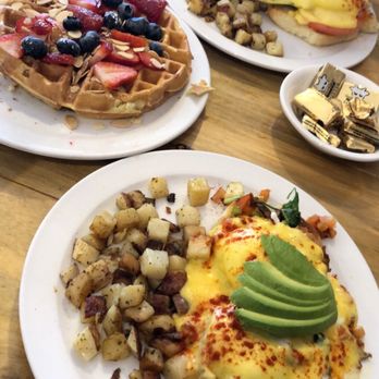Notchtop - Twin sisters eggs Benedict, Sundance mountain eggs Benedict, and Belgium waffle - Breakfast & Brunch Near Me - Estes Park, Colorado Notchtop - Twin sisters eggs Benedict, Sundance mountain eggs Benedict, and Belgium waffle - Breakfast & Brunch Near Me - Estes Park, Colorado