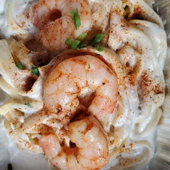 As You Wish - Amazing! Blackened shrimp Gorgonzola alfredo served with a side salad! And this was take out! - Party & Event Planning Near Me - Alpena, Michigan As You Wish - Amazing! Blackened shrimp Gorgonzola alfredo served with a side salad! And this was take out! - Party & Event Planning Near Me - Alpena, Michigan