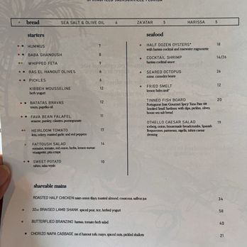 Othello - Menu - Seafood Near Me - Jacksonville, Florida