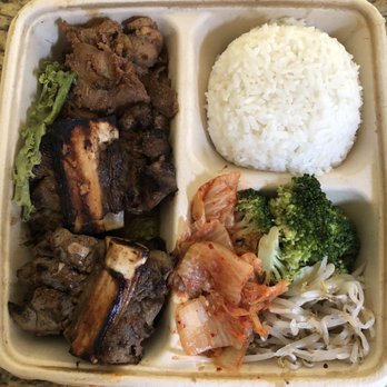 Mama Cho's BBQ - KBBQ Plate: Oakland Galbi (thick cut, meat between bone) and spicy pork (4 stars) - Barbeque Near Me - Castro Valley, California Mama Cho's BBQ - KBBQ Plate: Oakland Galbi (thick cut, meat between bone) and spicy pork (4 stars) - Barbeque Near Me - Castro Valley, California