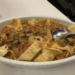 Papperdelle with meat ragu. Papperdelle with meat ragu.