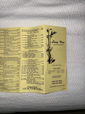 Menu photo 2 Lang Van Charlotte, NC