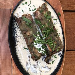 Pyra Bar - Baba od rzeznika (potato cake with bacon and champignons)
