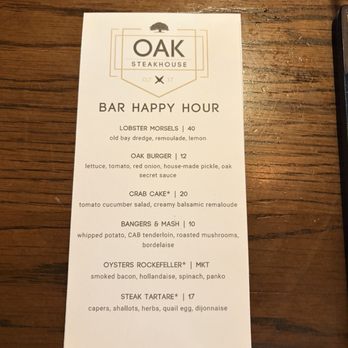 Oak Steakhouse - Happy Hour Menu - Steakhouses Near Me - Charlotte, North Carolina Oak Steakhouse - Happy Hour Menu - Steakhouses Near Me - Charlotte, North Carolina