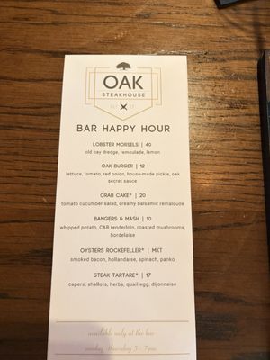 Menu photo 1 Oak Steakhouse Charlotte, NC Menu photo 1 Oak Steakhouse Charlotte, NC