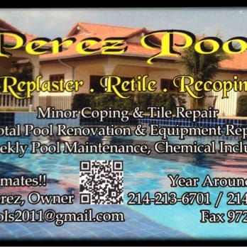 Perez Pools - Javier Perez, owner, business card - Pool & Hot Tub Service Near Me - McKinney, Texas Perez Pools - Javier Perez, owner, business card - Pool & Hot Tub Service Near Me - McKinney, Texas
