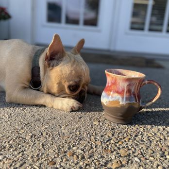 Wrenworks Art Studio - Stoneware mug and shop mascot, Butters. - Paint-Your-Own Pottery Near Me - Kenner, Louisiana