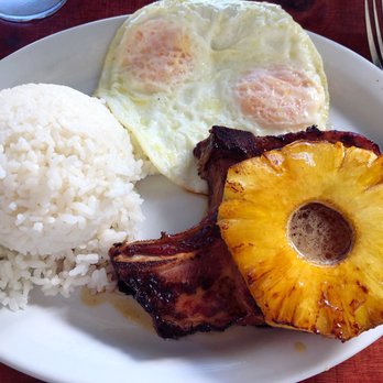 Eggs 'n Things - Pork chop with pineapple sauce (highly recommended!) - Breakfast & Brunch Near Me - Honolulu, Hawaii