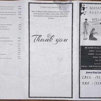 Mayas Indian Restaurant - Menu - Indian Near Me - Cincinnati, Ohio