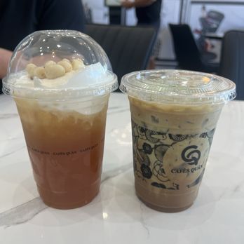 Cafes Quan - Lotus macchiato and pandan coffee - Cafes Near Me - Westminster, California Cafes Quan - Lotus macchiato and pandan coffee - Cafes Near Me - Westminster, California