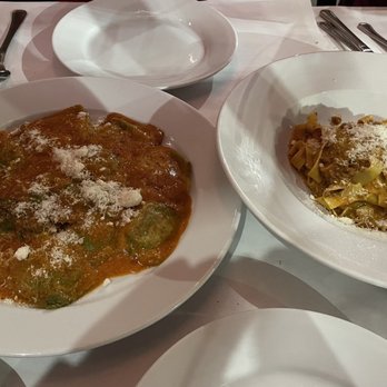 Il Pastaio - Left: Ravioli di Spinaci e Ricotta Right: Fettuccine Bolognese - Italian Near Me - Beverly Hills, California