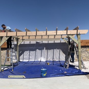 Steadfast Contracting - Most recent custom pergola. Being prepped and getting ready for stain. - General Contractors Near Me Steadfast Contracting - Most recent custom pergola. Being prepped and getting ready for stain. - General Contractors Near Me