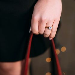 N. Fox Jewelers - Gold bezel set diamond ring for enagement or fashion jewelry.