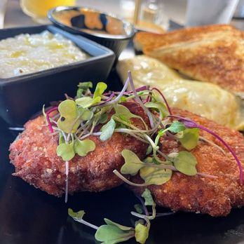 Midtown Social Restaurant & Bar - Salmon cakes and I've easy eggs. - Breakfast & Brunch Near Me - Atlanta, Georgia Midtown Social Restaurant & Bar - Salmon cakes and I've easy eggs. - Breakfast & Brunch Near Me - Atlanta, Georgia