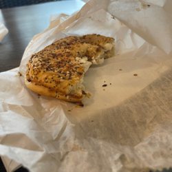 Crawfords Coffee & Cafe - Cream cheese bagel. Not good at all