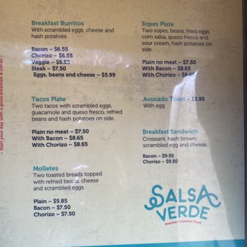 Salsa Verde - Breakfast menu - Mexican Near Me - Tucson, Arizona