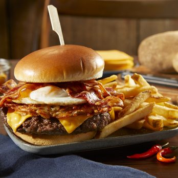 Bob Evans - a burger and french fries on a tray - Breakfast & Brunch Near Me - Ashtabula, Ohio