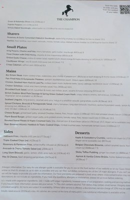 Menu photo 2 The Champion- Notting Hill London, XGL Menu photo 2 The Champion- Notting Hill London, XGL